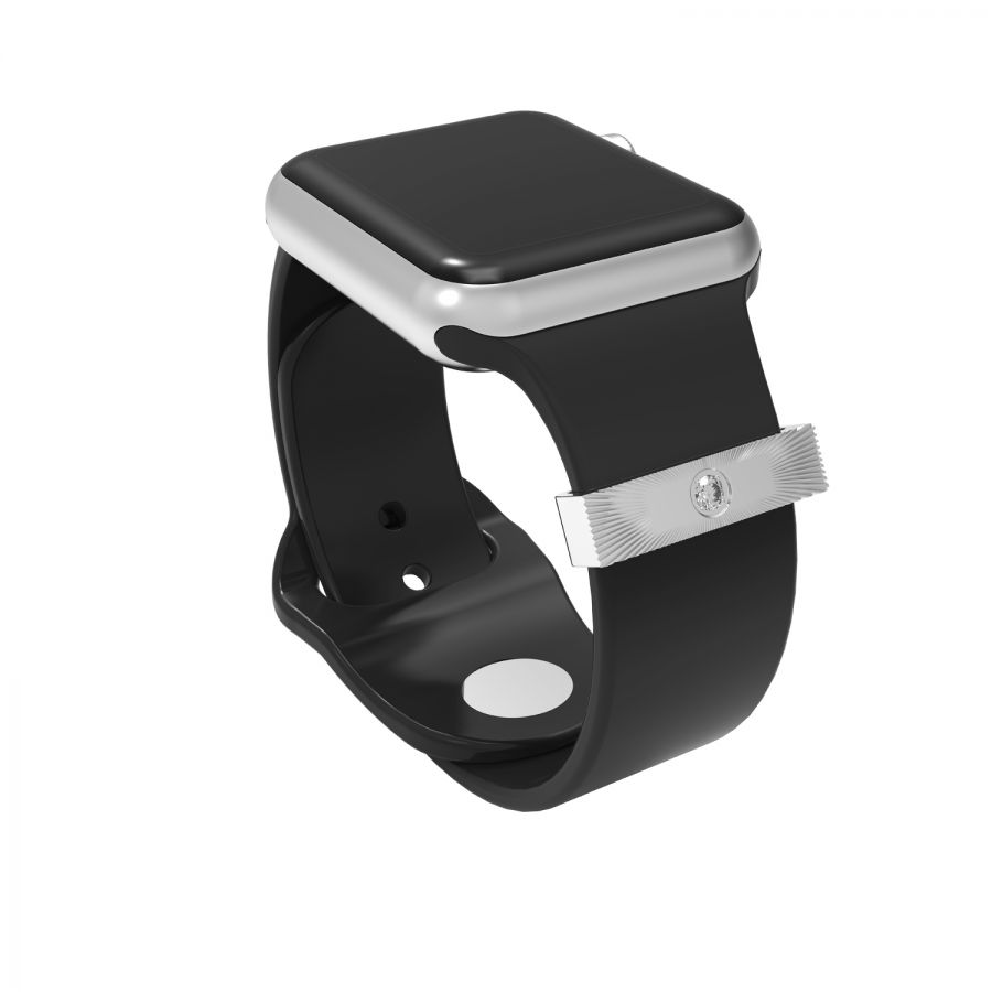 Inlaid Single Diamond Smart Watch Rubber Sport Band Adornment